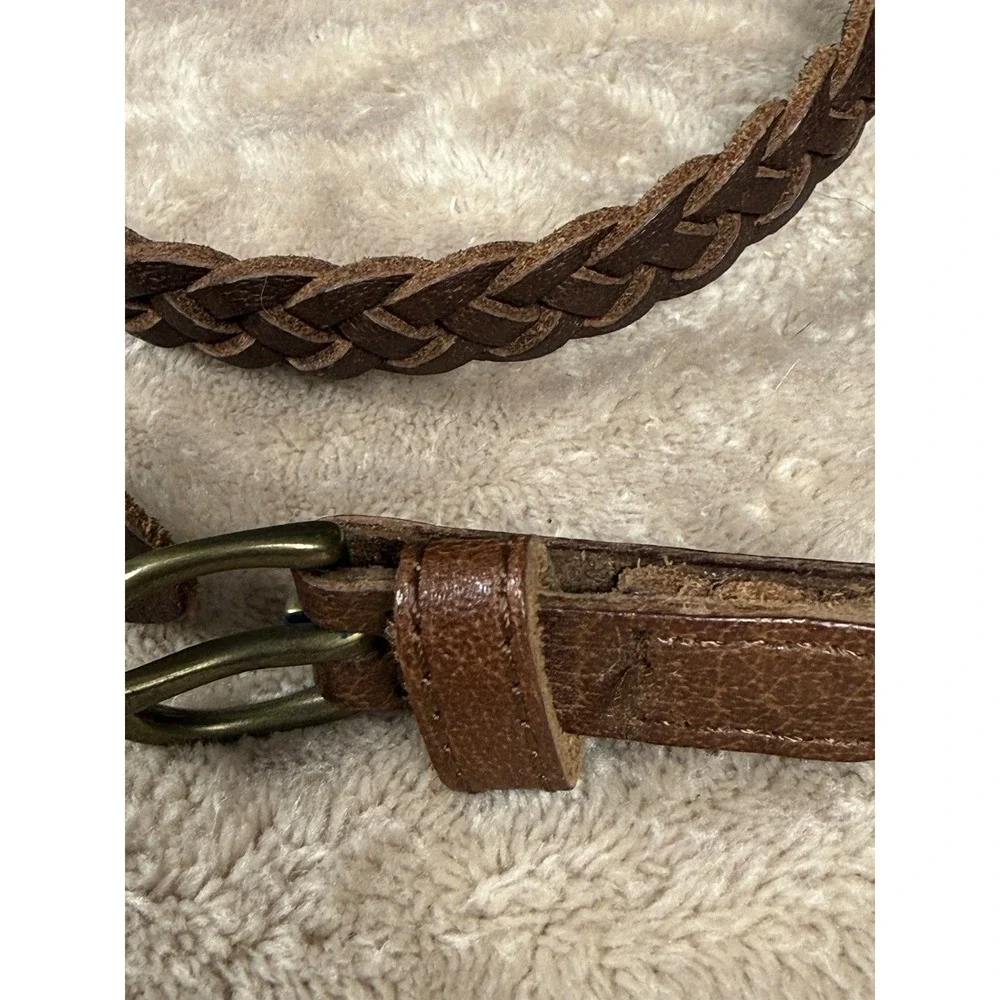 Y2K Braided Leather Holister Belt Women's L 35-37 Braided Gently Worn Brown